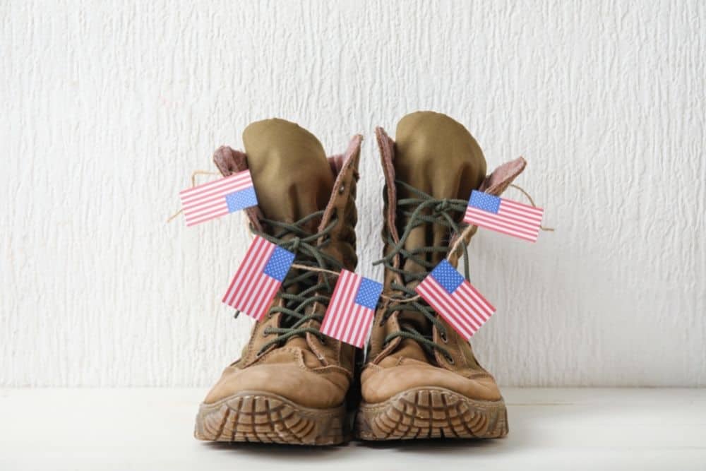 made in usa tactical boots with five mini American flags