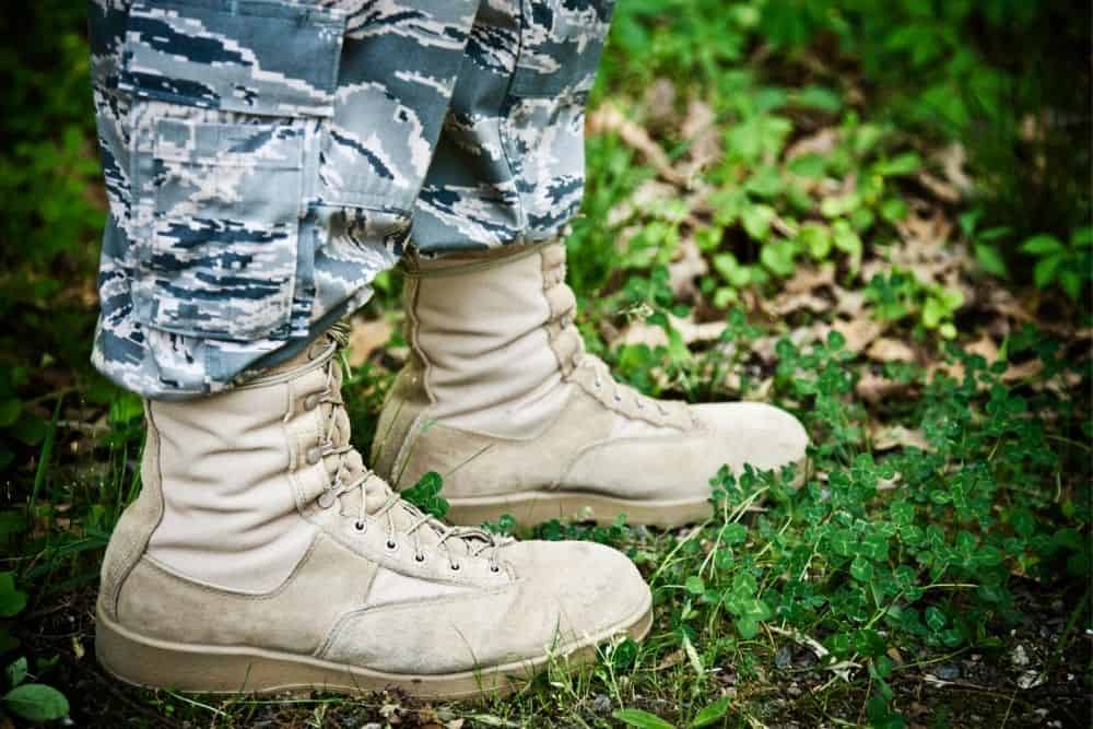 man wearing breathable tactical boots to prevent foot conditions