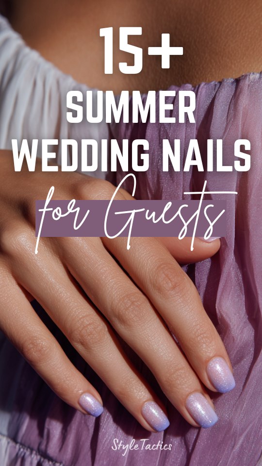 hands of a wedding guest wit purple ombre nails